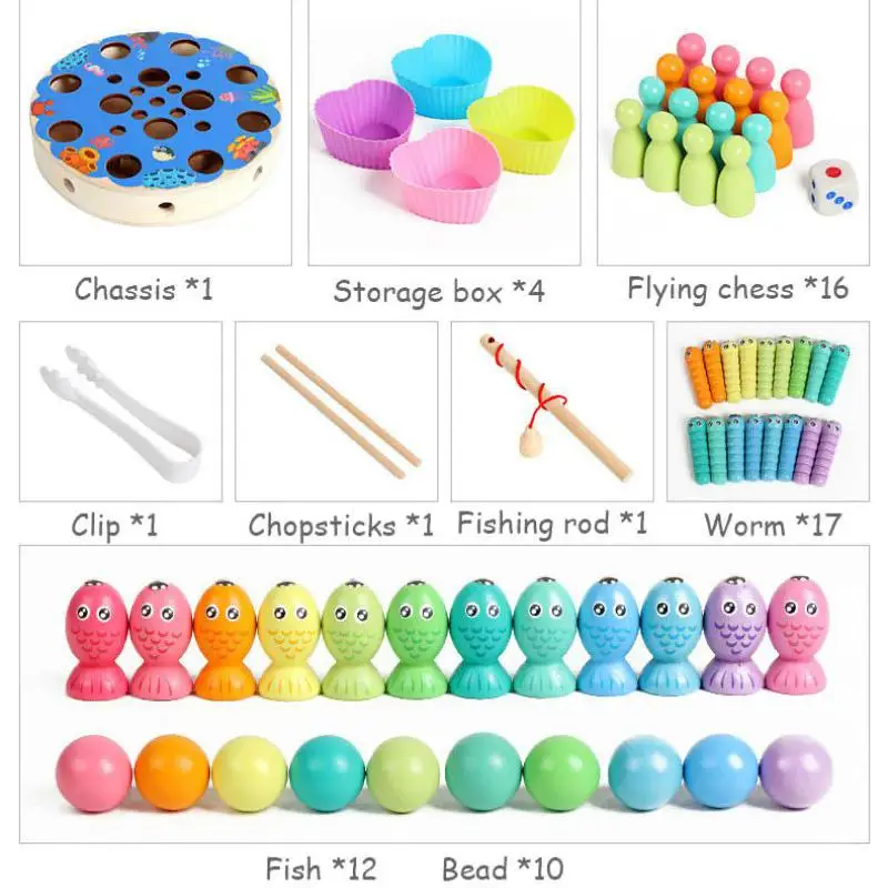 Деревянные игрушки для рыбалки Детские Учебные игры по методу Монтессори джунли