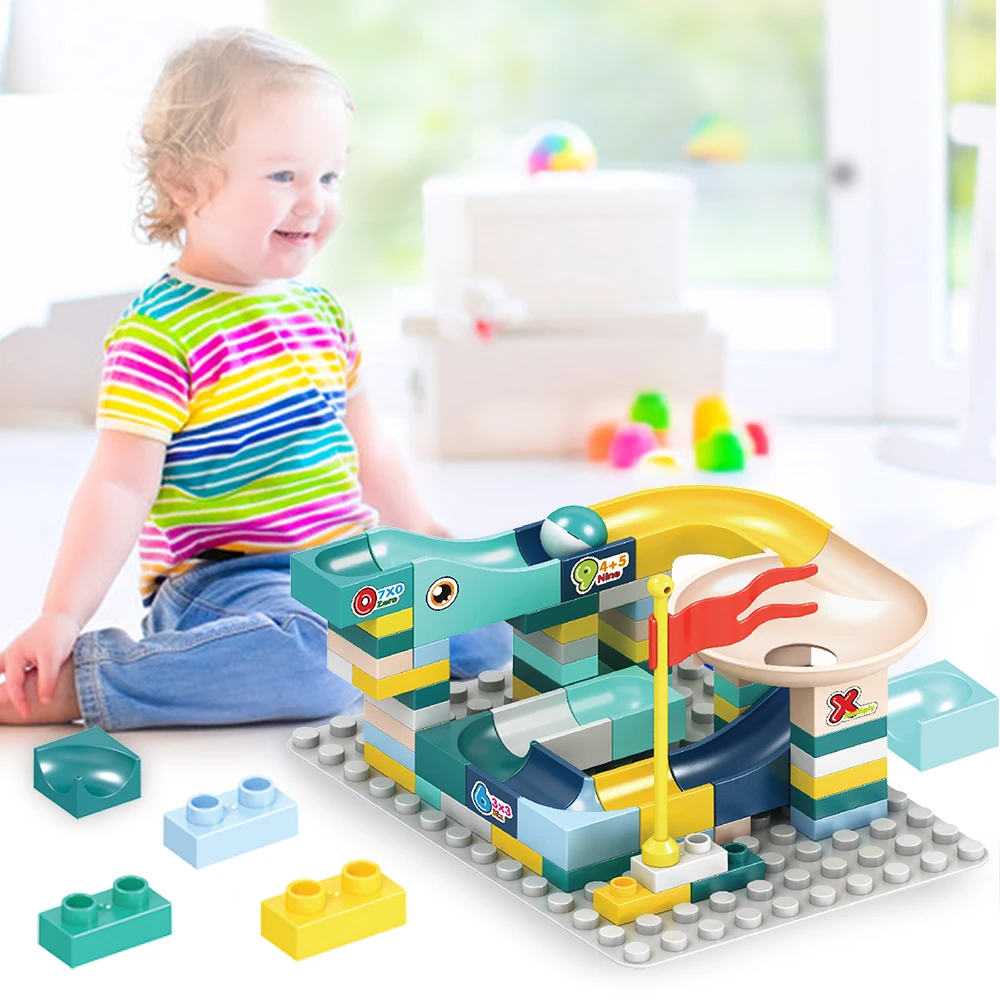 

65pcs/set Marble Race Run Big Blocks Toys Funnel Slide Building Blocks Colorful Assembly DIY Bricks Toys For Children Kids Gift