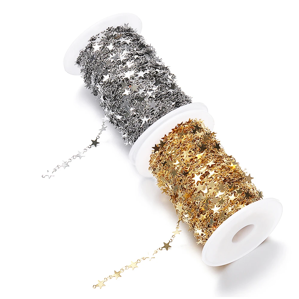 Цепочки из нержавеющей стали золотого цвета со звездами 1 метр цепочки сделай сам