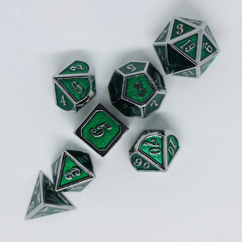 7 шт./компл. набор металлических игральных костей D &amp с бархатным мешочком D20 D12 D10 %