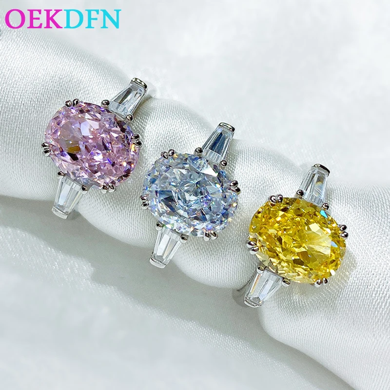 

OEKDFN 925 Sterling Silver Rings For Women Oval Cut Citrine Pink Sapphire Created Moissanite Gemstone Wedding Ring Fine Jewelry