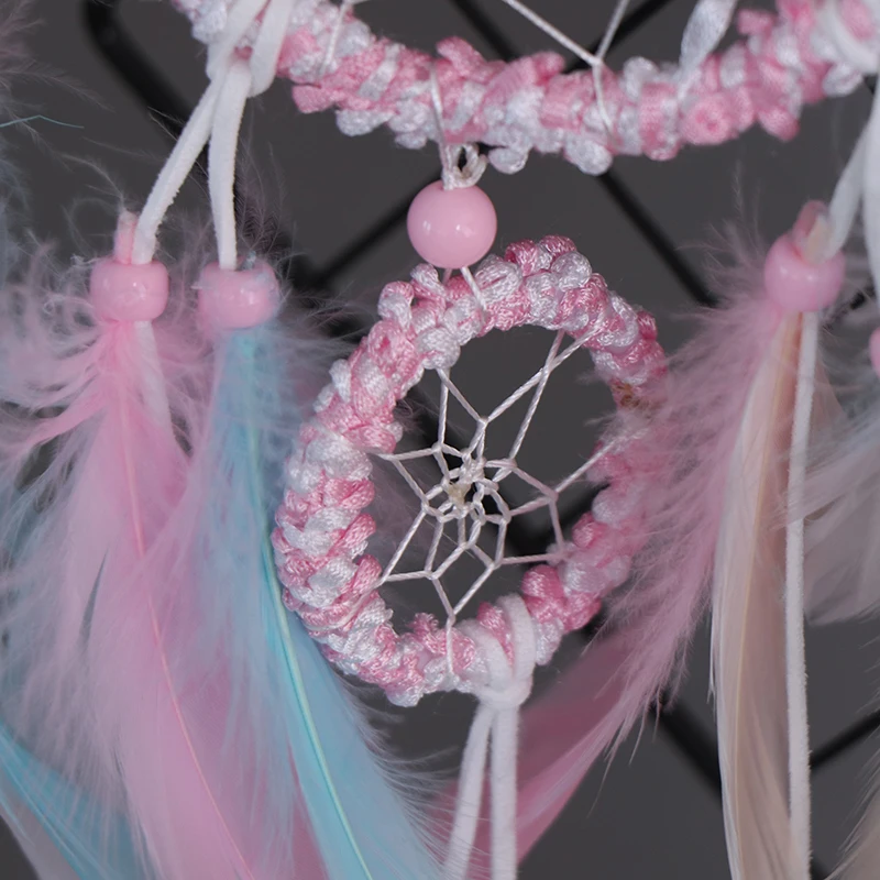 1 шт. Розовое перо девушка ловит снов сетка ажурное кружево Ловец бисер ручной