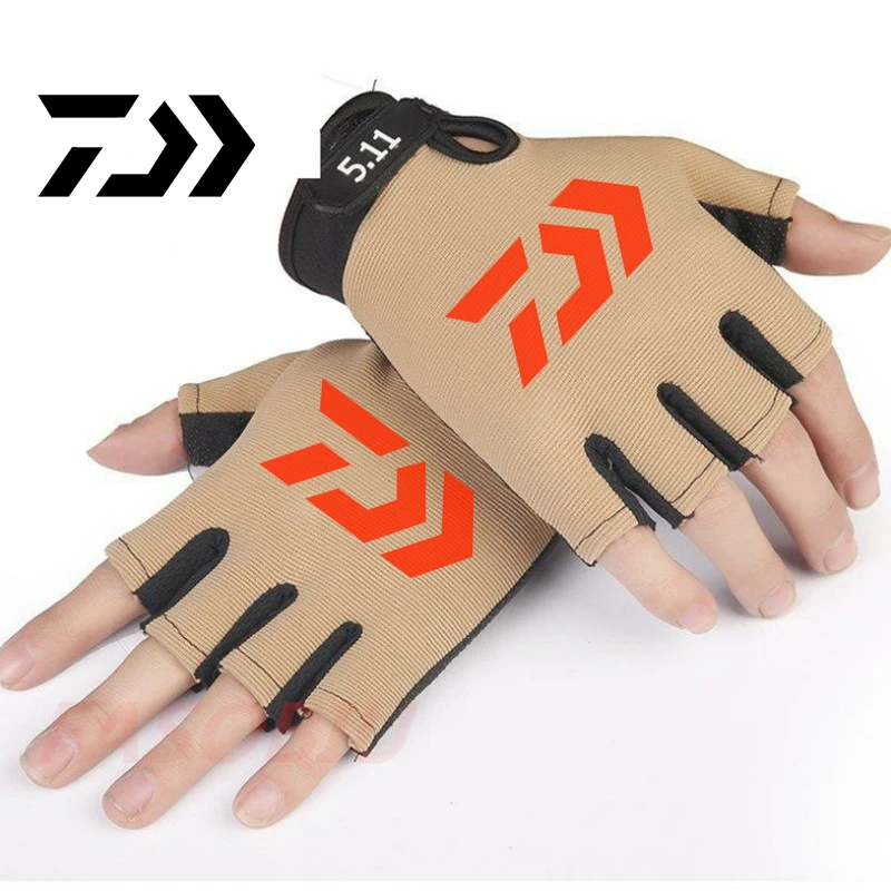 

2020 New Daiwa Gloves Camouflage Half Fishing Gloves Breathable Hunting Anti-Slip Outdoor Camping Cycling Finger Sport Gloves