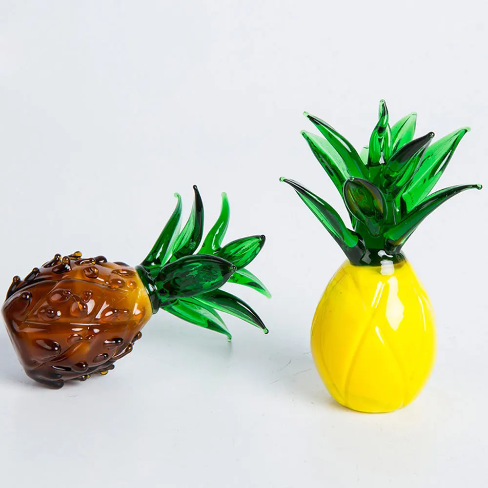

Crystal Glass Pineapple Figurines Yellow Brown Handmade Crystal Cute Little Artwork Hand Blown Miniatures Home Decor Kids Gift