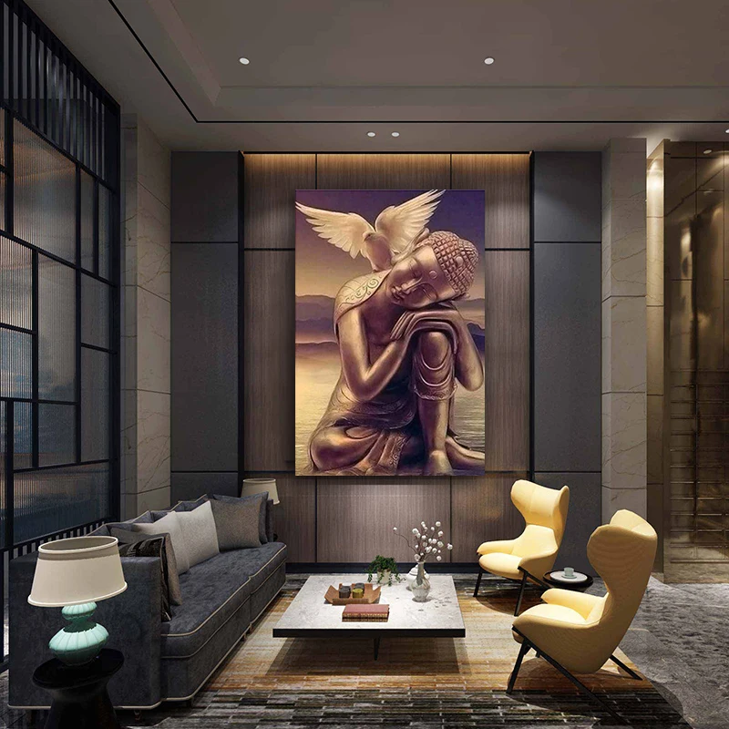 DIY картинки для раскраски по номерам с голубями на статуях Будды картина рисунок