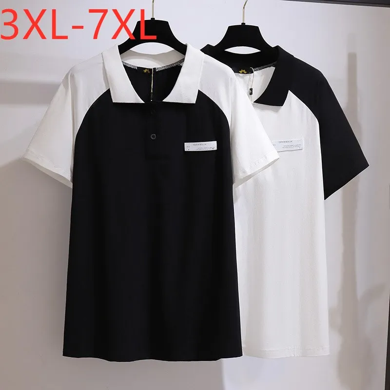 

Женская свободная футболка с коротким рукавом, из хлопка, размеры до 7XL