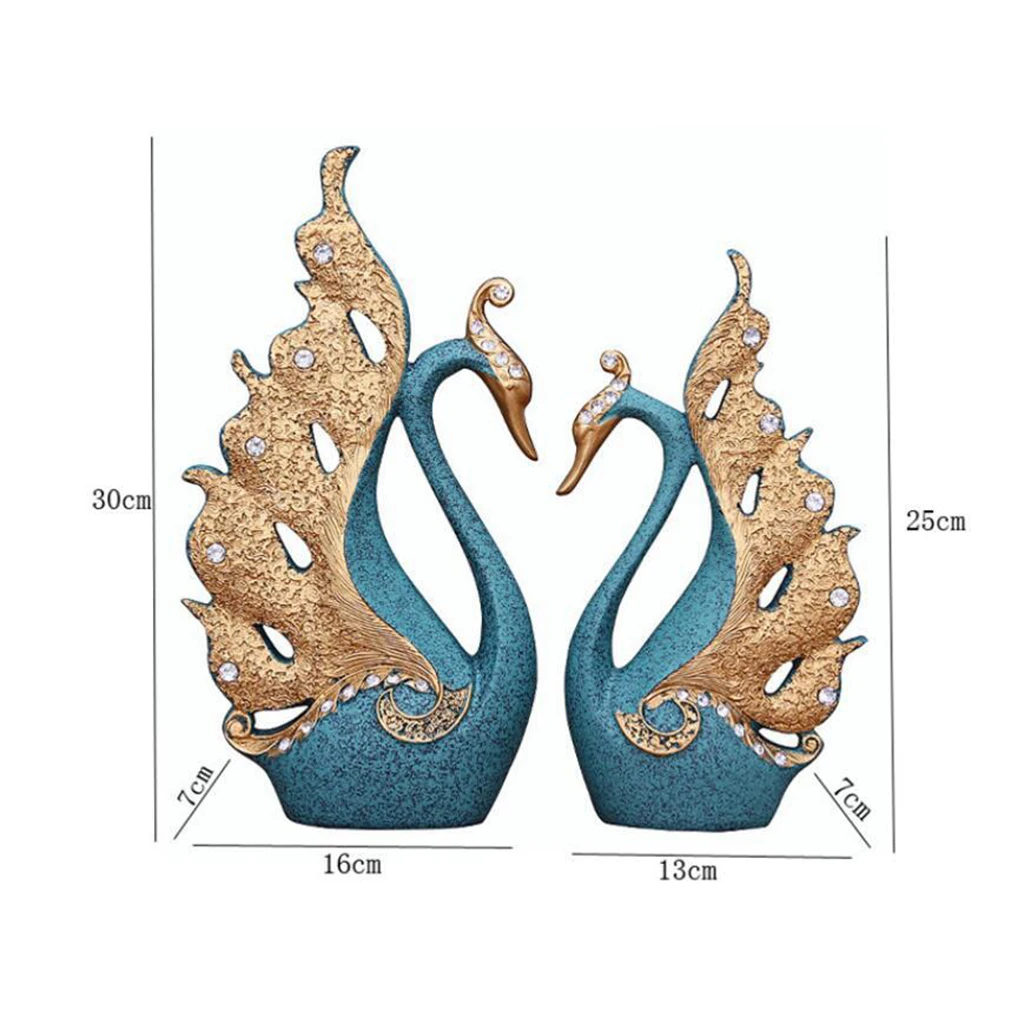 

Set of 2 A Couple of Swan Statue Figurines Resin Ornaments Centerpiece Craft