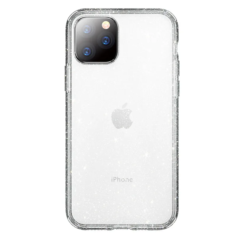ROCK Мерцающий Порошок прозрачные телефонные чехлы для iPhone 11 XI R Max Bling Star Блестящий мягкий TPU блестящий чехол Coque Funda - Цвет: Серебристый