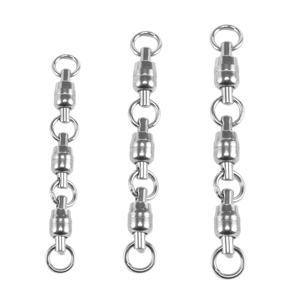 

3 Link Ball Bearing Swivel Rings High Strength Fishing Swivel Hook Line Connector 6# 7# 8#