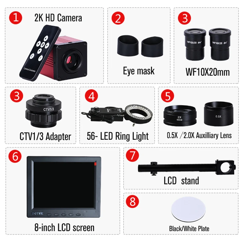 Гироборд с колесами 8 дюймов ЖК дисплей HD тринокуляр стерео микроскоп 3 5 90x зум 2K