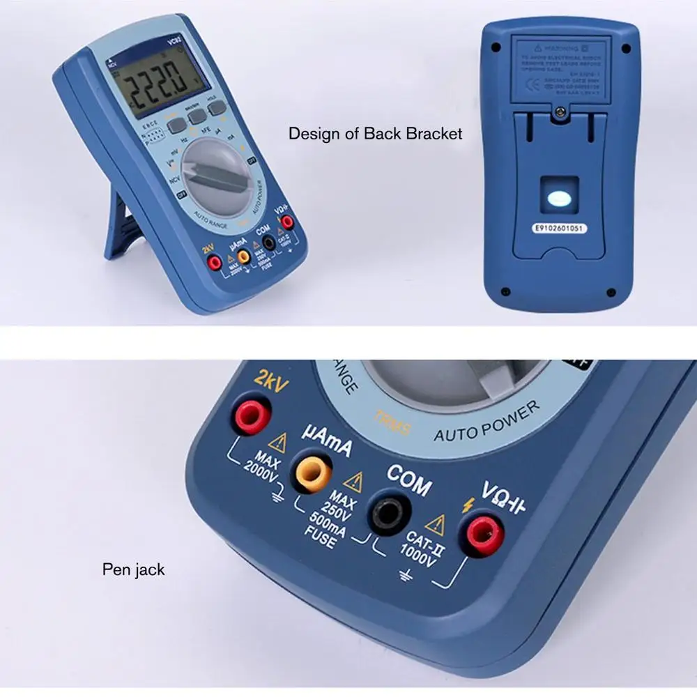 Цифровой мультиметр постоянного/переменного тока напряжение T-RMS Авто Диапазон