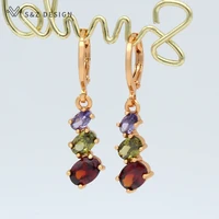 sz design new fashion geometric egg shape simple colorful oval cubic zirconia dangle earrings for women wedding jewelry gift