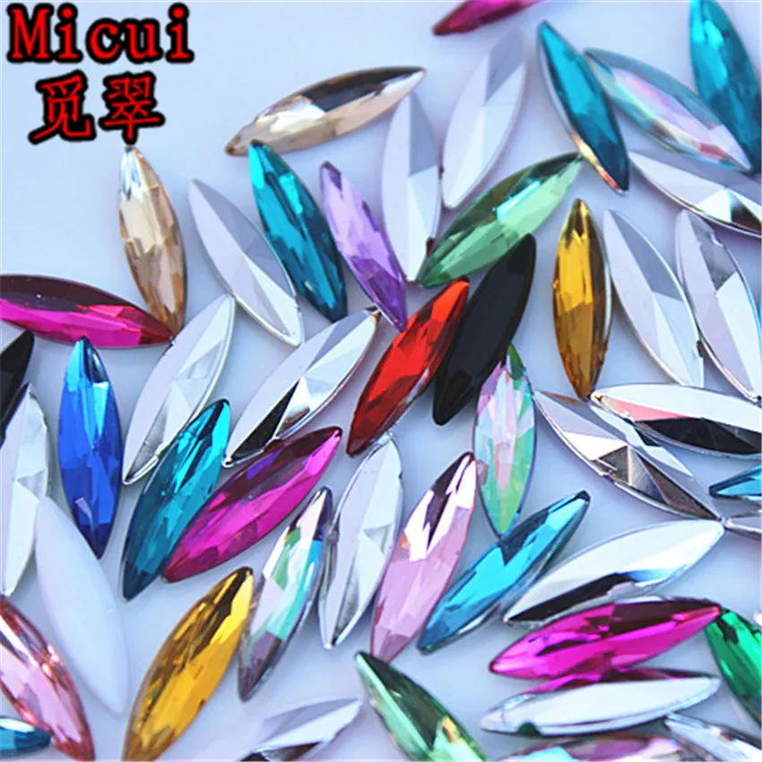 Micui 200 шт. 4*15 мм конский глаз заостренный акриловый Стразы Кристальные камни для
