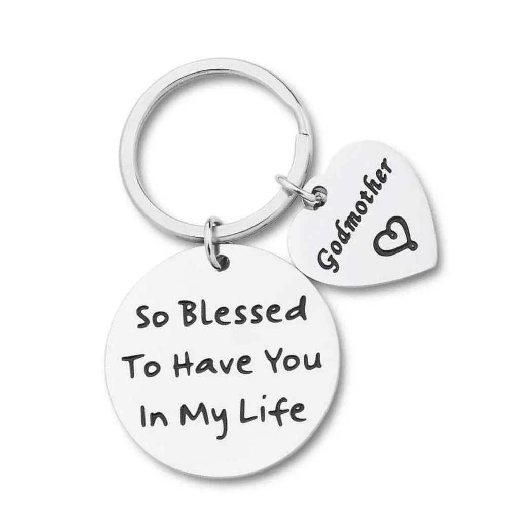 

Godmother Gifts Key Chain Religious Keyring Jewelry Baptism Thank You Gift for Beloved Godmother From Godson Goddaughter Pendant