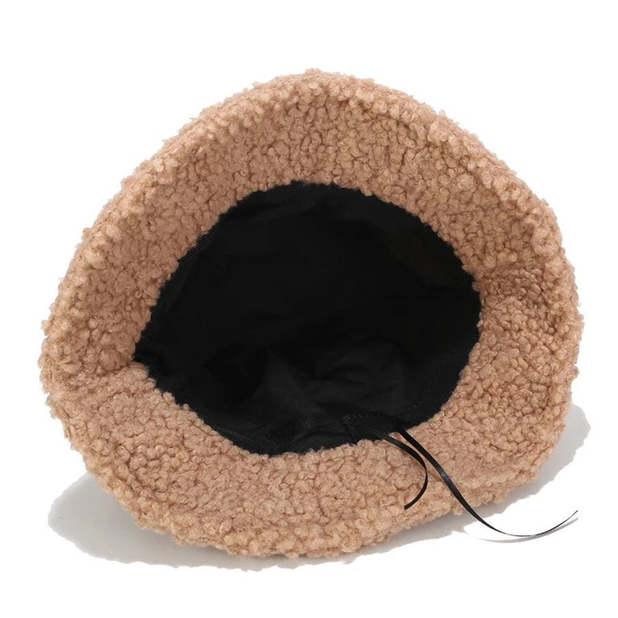 

Brand New Faux Fur Winter Panama Hats Women Outdoor Sunscreen Bucket Hat Female Fashion Letter Embroidery Basin Cap Sun Caps
