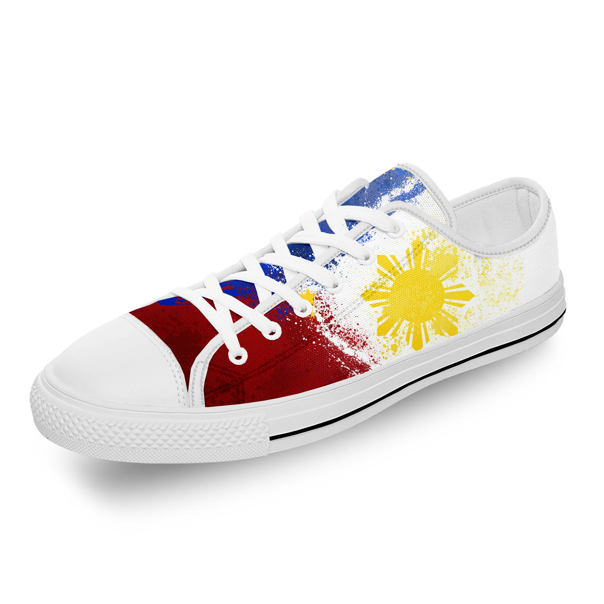 

Philippines Flag Fashion Popular White Cloth Fashion 3D Print Low Top Canvas Shoes Men Women Lightweight Breathable Sneakers