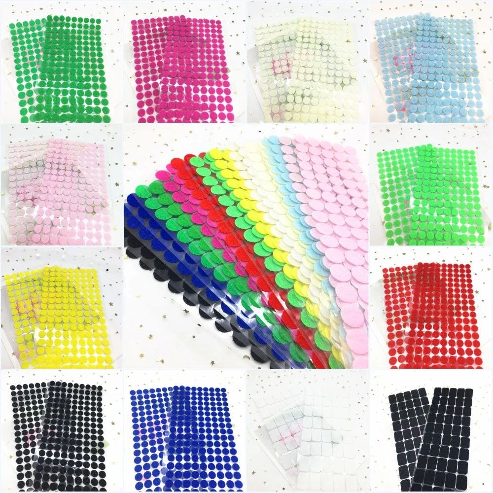 

1020pairs 10mm 15mm 20mm Velcros Adhesive Strong Glue Magic Sticker Tape Round Nylon Hook Loop Dots Self Adhesive Fastener Tape