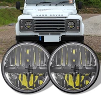 2x 7 led halo headlights with h4 for land rover defender 7inch headlamp with amber turn signal for lada niva 4x4 beetle classic