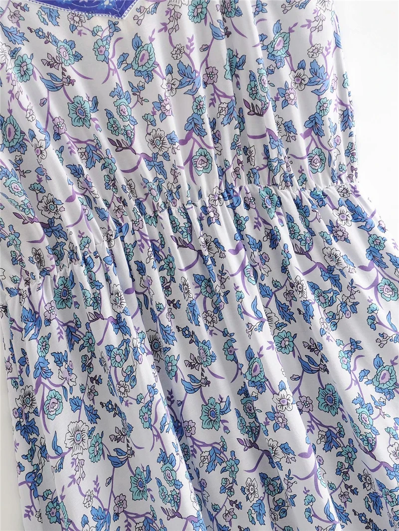 Винтажное шикарное женское синее пляжное богемное платье без рукавов с