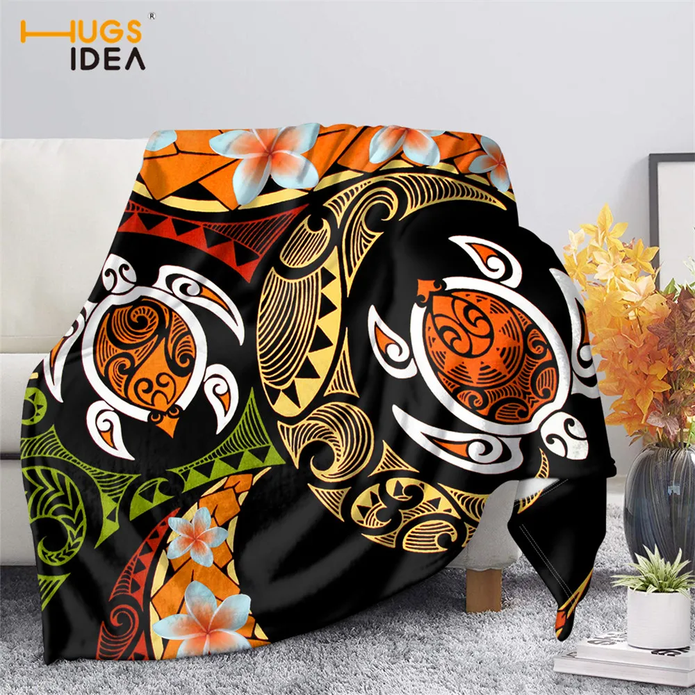 

HUGSIDEA Hawaii Polynesian Turtle Design Fleece Throw Blanket Large Thick Sofa Bed Thin Quilt for Kids mantas de cama decorativa