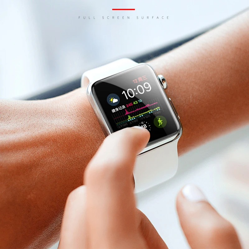 Защитное стекло с ультрафиолетовой фильтрацией для Apple Watch серии 6 5 4 3 2 с полным покрытием экрана Iwatch 42 38 40 44 мм с подсветкой И клеем.