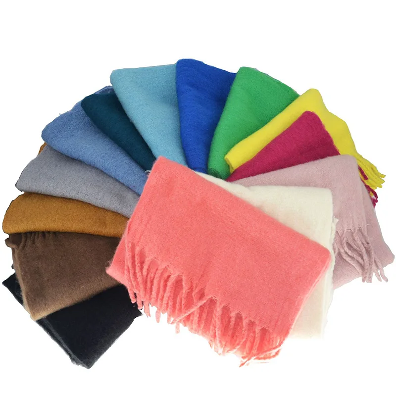 Новый Зимний утепленный теплый шарф Za корейской версии. Однотонная кашемировая шаль. Модный женский теплый шарф-шаль.