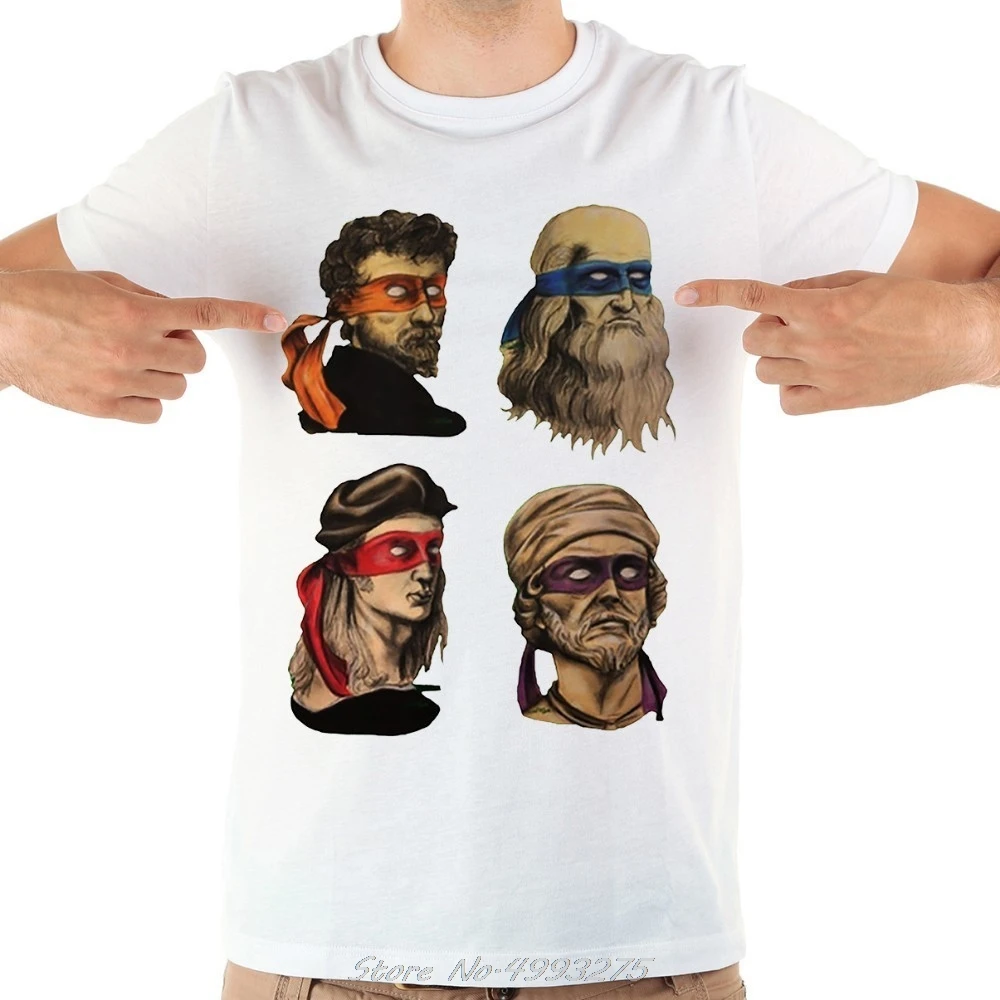 Забавная Мужская футболка эпохи Возрождения мутанта ниндзя новая белая