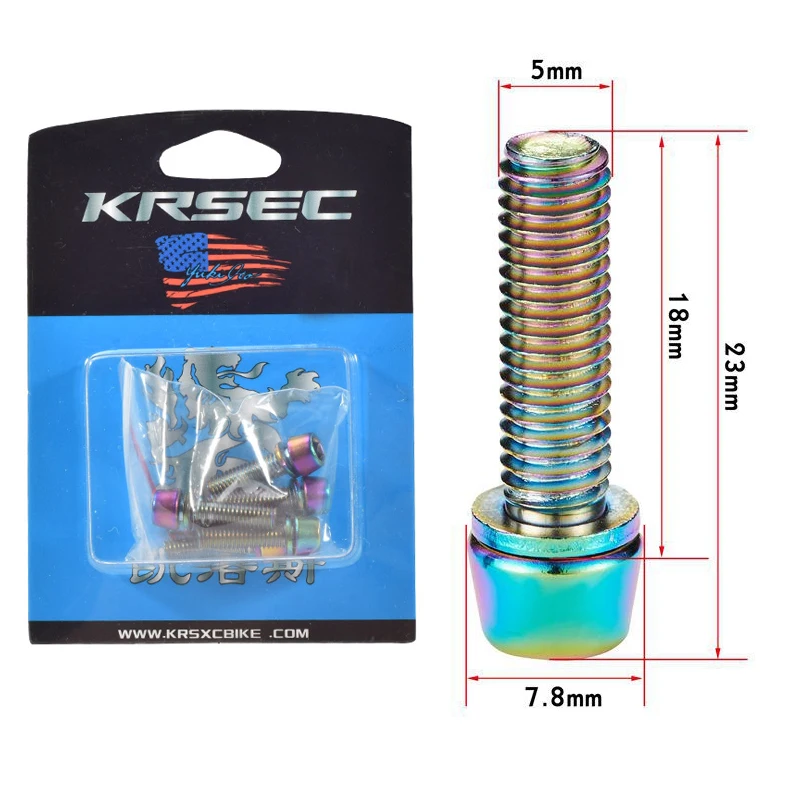 M5 Seven colors KRSCT 6 шт. руля велосипеда титановые покрытые винты болты с Wache M5* 18 мм M6* 18 мм для MTB шоссейного велосипеда кронштейн руля велосипеда руль - Цвет: M5 Seven colors