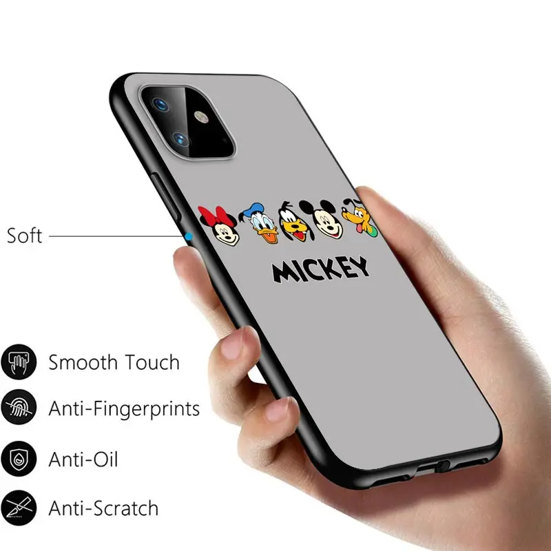 

Disney cute mickey mouse fashion For Apple iPhone 12 11 Pro Max mini XS Max XR X 8 7 6 6S Plus 5S SE 2020 Soft Black Phone Case