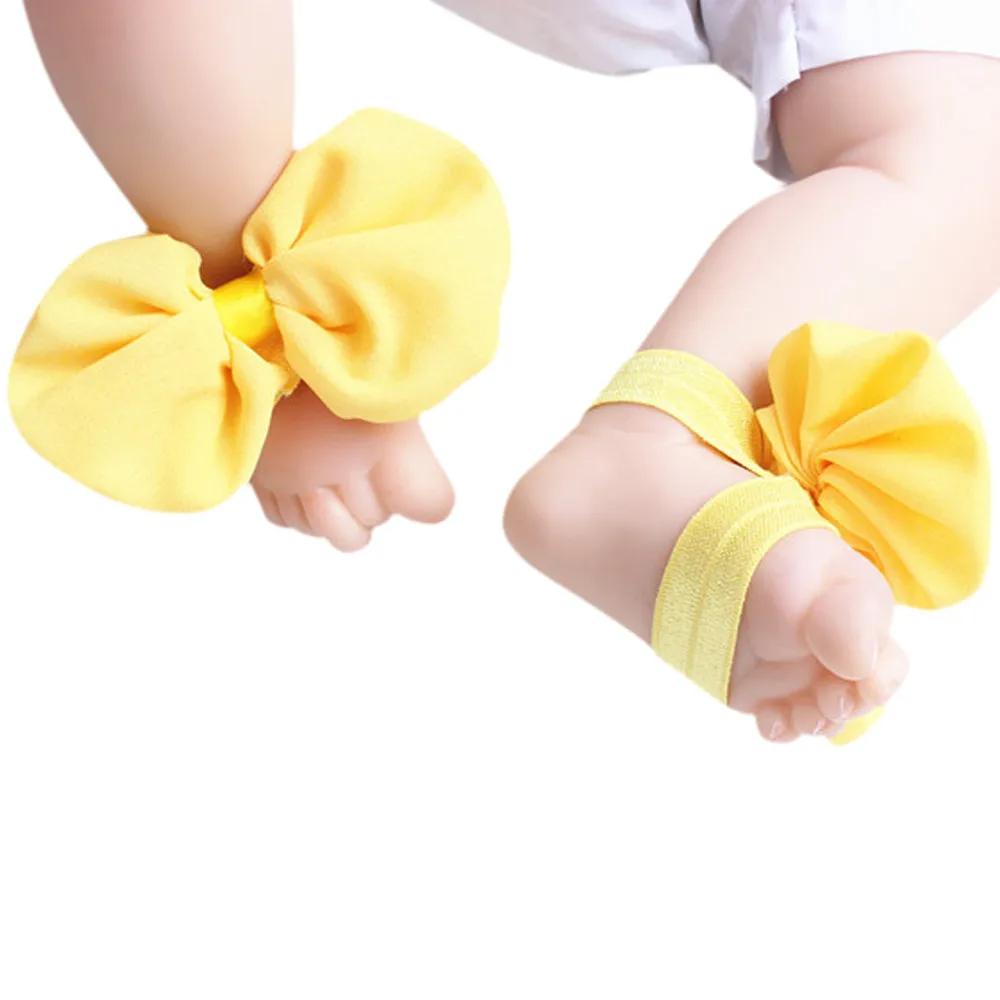 1 пара обувь для малышей шифоновая с бантиком девочек мягкая подошва пляжная 0 12