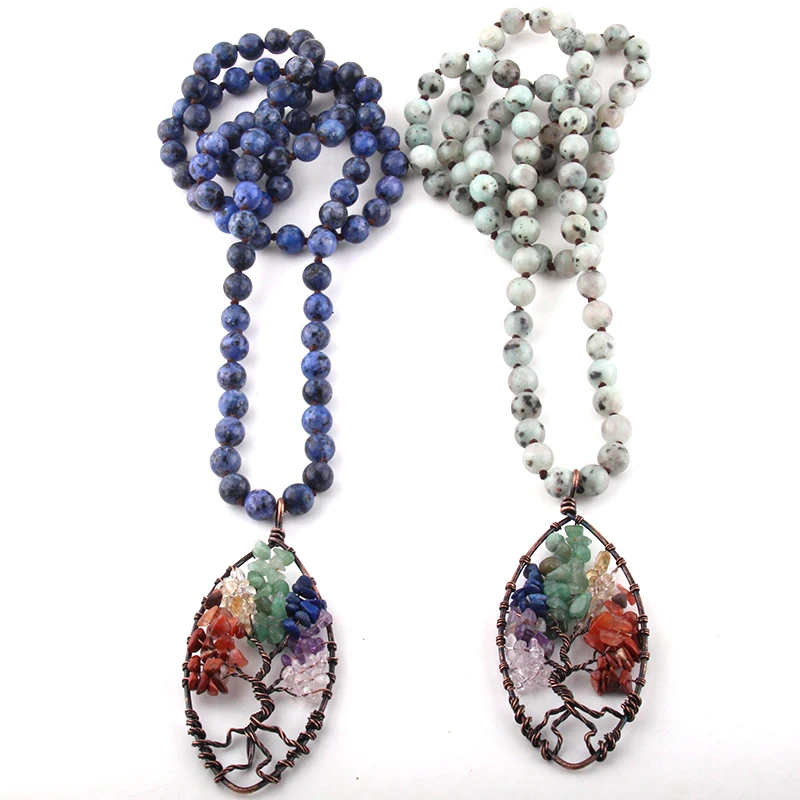 Модные богемные Этнические украшения Длинные ожерелья с камнями и узлом женское