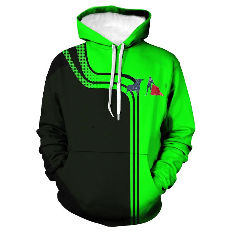 

2020 spring and autumn new 3D printed Spanish bullfighting pattern hoodie men's casual fashion loose street sweatshirt