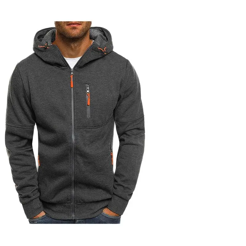 

2021 New Spring and Autumn Men's Hoodie Casual Hooded Coat Sportswear Men's Street Hip-hop Style plus Velvet Warm Coat