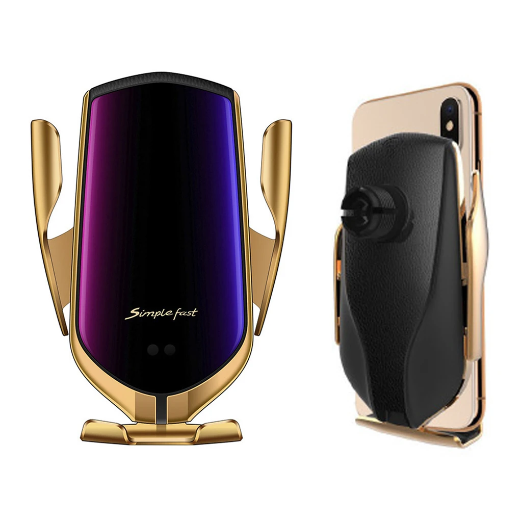 R1 автомобильное беспроводное зарядное устройство для IPhone X XR XS 8 Plus Galaxy S10 S9 S8 умный автоматический зажим Быстрая зарядка держатель телефона на вентиляции