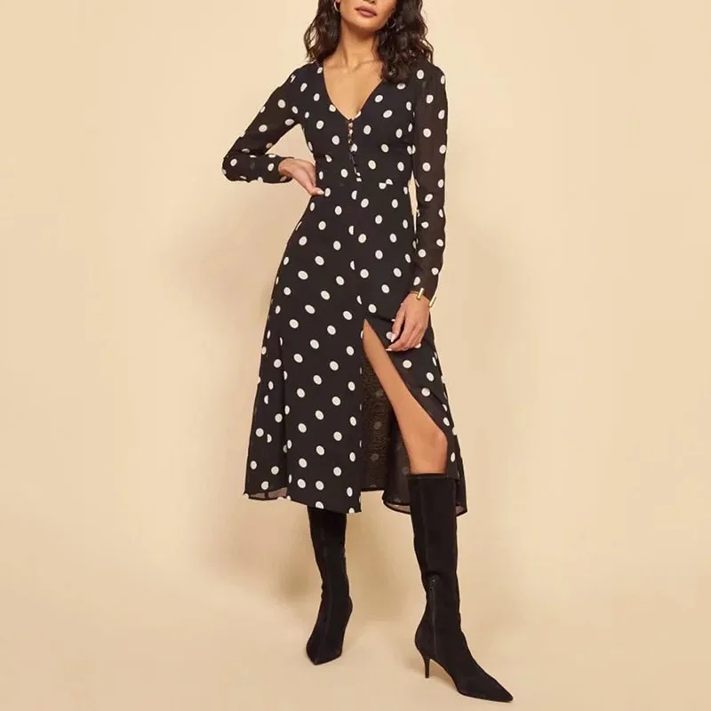 

Женское вечервечерние платье с запахом, длинное платье с цветочным принтом и длинным рукавом, в стиле ретро