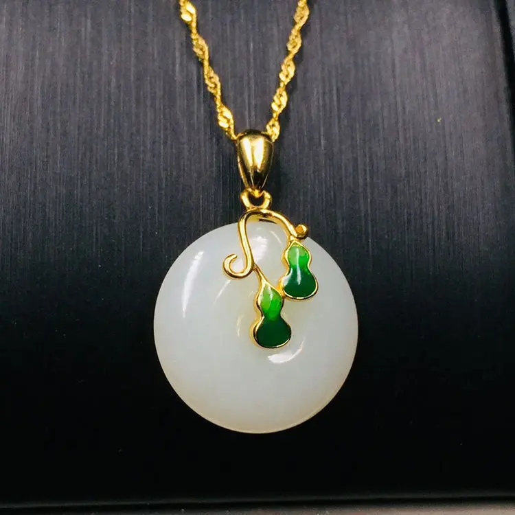 Ожерелье женское из натурального нефрита инкрустированное серебром | Украшения