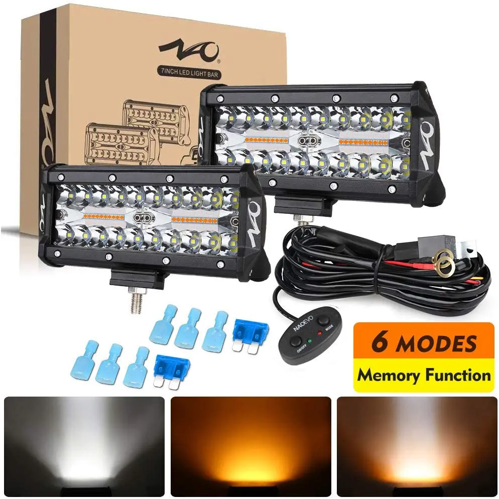 NAOEVO 7 дюймовый светодиодный светильник бар 4x4 внедорожный 240W 6 режимов 12V 24V