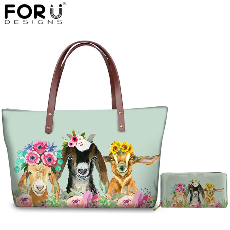Женские сумки на плечо FORUDESIGNS с цветочным принтом из козы сумка тоут для молодых