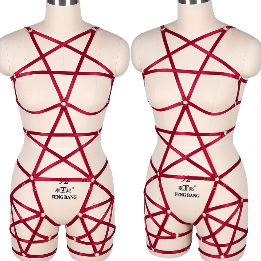 Женское боди с открытой грудью сексуальная клетка бюстгальтер пояс для чулок