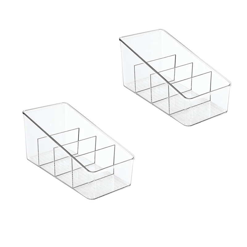 

2Pcs Large Plastic Food Packet Organizer Caddy, Fridge or Freezer - Storage for Kitchen, Pantry, Cabinet, Countertop
