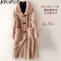 ayunsue winter fur coat female 2021 long sheep shearling jackets women wool casual coats korean style jaqueta feminina gxy177