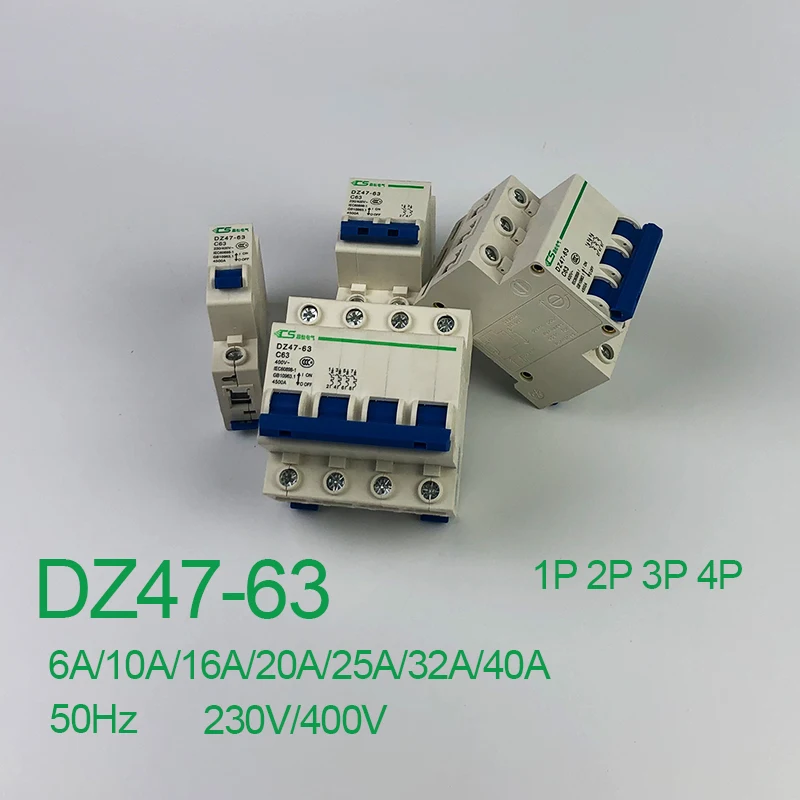 DZ47 63 C 4P 6A 10A 16A 20A 25A 32A 40A Мини выключатель AC400V вырез переключатель миниатюрный