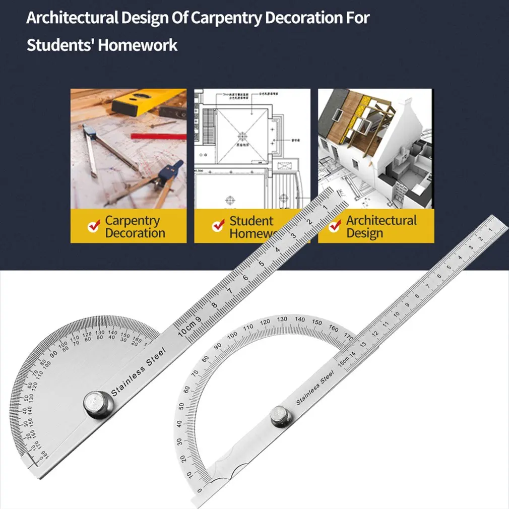 

180 Degree Protractor Metal Angle Finder Goniometer Angle Ruler Woodworking Tools Measuring Ruler 0-180 Degree Arbitrary Rotatio