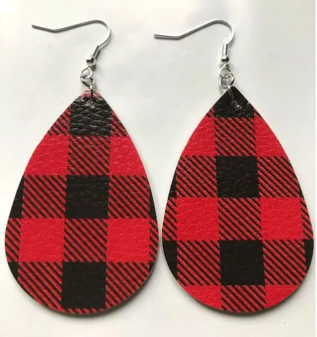 Трехслойные блестящие серьги-капельки из искусственной кожи с листьями