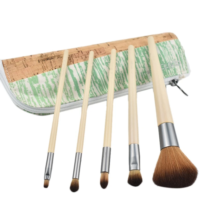 

5Pcs Bamboo Handle Makeup Brushes Sets Eye Cosmetic Powder Foundation Eye Shadow Concealer Brush Lip Brush With Bag
