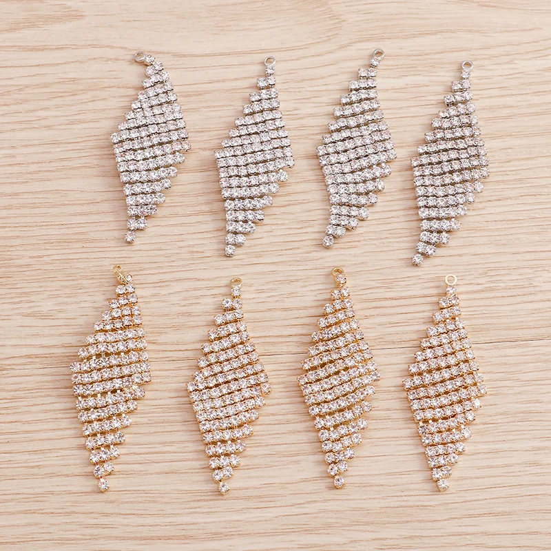 

5pcs 18*51mm Shining Crystal Rhombus Charms for Necklaces Earrings DIY Luxurious Pendants Charms Jewelry Handmade Findings