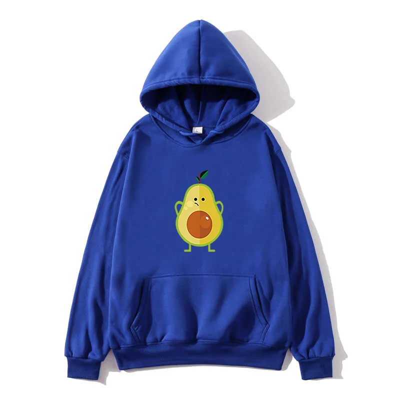 2020 Harajuku Hoodies Women Winter Long Sleeve Cute Avocado Print Oversized Sweatshirt Ulzzang Streetwear Funny Graphic Pullover