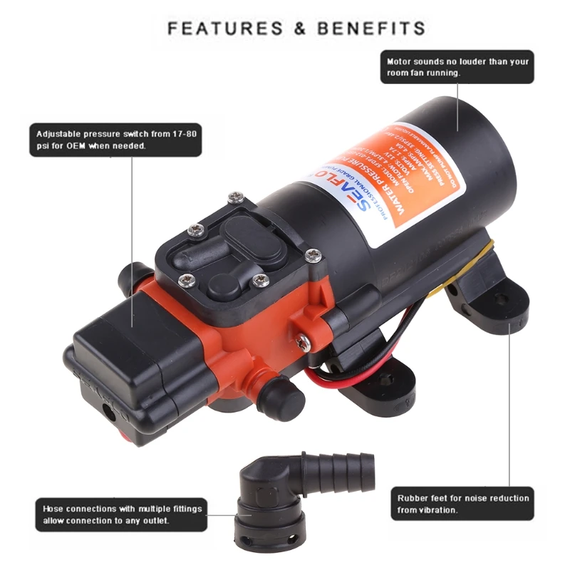 Морской диафрагменный насос 12 В стандартный двигатель для переноса воды