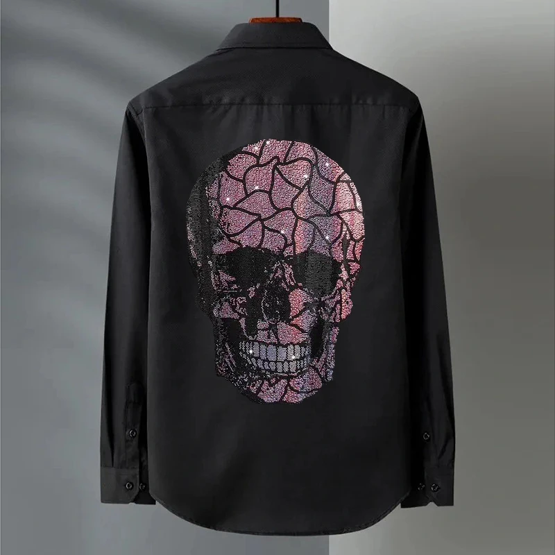 

Autumn Casual And Comfortable Men's Button Design Long-Sleeved Lapel Shirt Trendy Diamond-Studded Anti-Pilling Chic Famous Brand