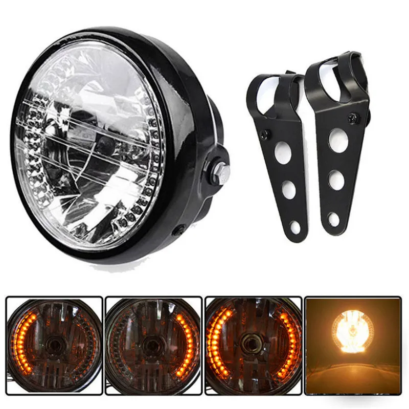 CARCHET 12V круглая фара для мотоцикла с поворотным сигналом Harley Bobber Honda Yamaha Kawasaki Cafe Racer